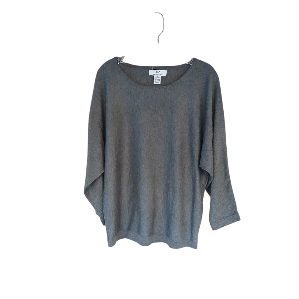 Magaschoni Gray Raglan Sleeve Sweater Large